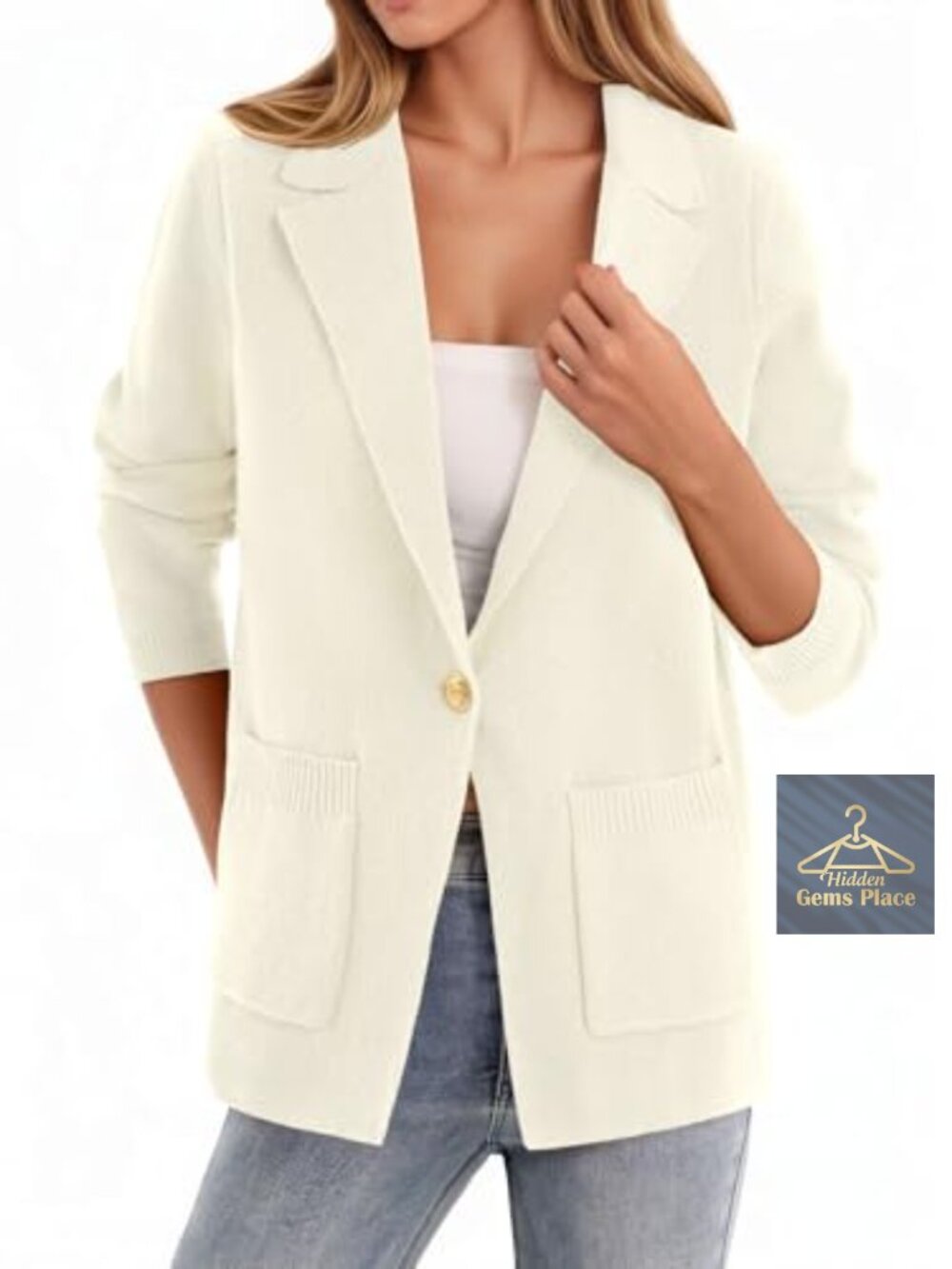 Womens Open Front Long Sleeve Knit Blazer Business Casual Work Jacket
